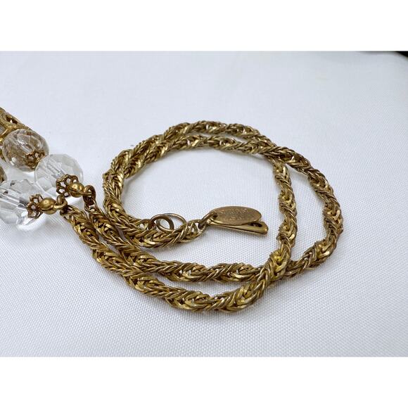 Vintage 1950s Miriam Haskell Baroque Crystal & Filigree Pendant Necklace - Picture 5 of 9